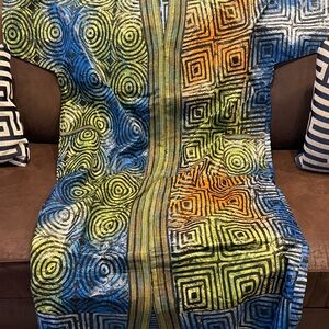 Vibrant Geometric Print Duster - Blue, Green & Orange